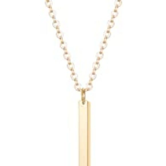 Culovity Vertical Bar Pendant Necklace Earrings - Simple Long lariat Chain - Picture 2 of 2